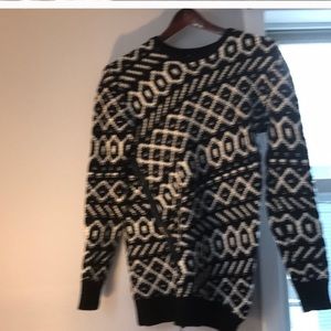 Ann Taylor Black & White side zip wool sweater